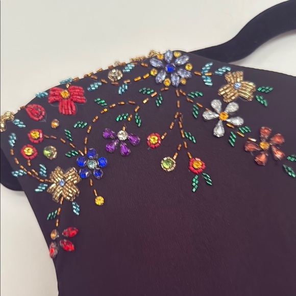 NWT | Mac Duggal 2654 Black Beaded Cap Sleeve V Neck A Line Gown Size 8 - Picture 6 of 12